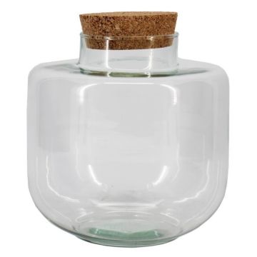 Bocal de conservation JEKYS avec couvercle en liège, recyclé, transparent, 21 cm, Ø 19 cm
