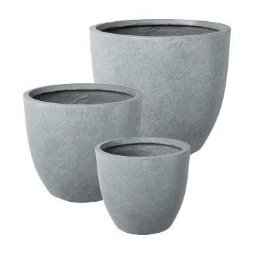 Cache-pot rond KIRIMA, 3 pièces, fibre de verre, gris, 25x27cm, 35x39cm, 44x52cm Cache-pot rond KIRIMA, 3 pièces, fibre de verre, gris, 25x27cm, 35x39cm, 44x52cm
