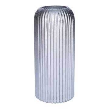 Vase en verre ALBURGIS rainuré, argent métallisé, 20 cm, Ø 8,7 cm Vase en verre ALBURGIS rainuré, argent métallisé, 20 cm, Ø 8,7 cm