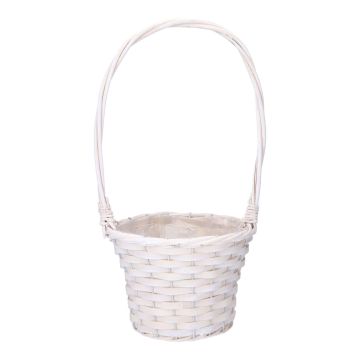 Panier à fleurs BARONIKA avec poignées, osier, blanc, 40 cm, Ø 20 cm