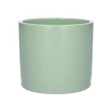 Pot d’ornement en céramique FERDINANTA à motifs, vert menthe mat, 12,3cm, Ø13,5cm