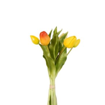 Bouquet de tulipes synthétiques LEANA, jaune-vert-orange, 30cm, Ø20cm Bouquet de tulipes synthétiques LEANA, jaune-vert-orange, 30cm, Ø20cm