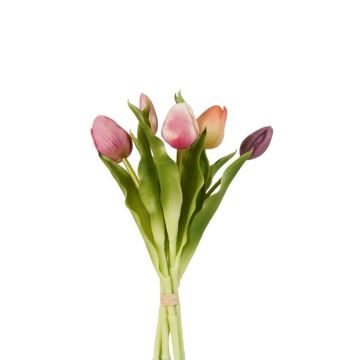 Bouquet de tulipes synthétiques LEANA, rose-pêche-violet, 30cm, Ø20cm Bouquet de tulipes synthétiques LEANA, rose-pêche-violet, 30cm, Ø20cm