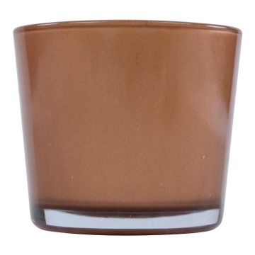 Pot en verre ALENA METALLIC, bronze métallisé, 11cm, Ø11,5cm