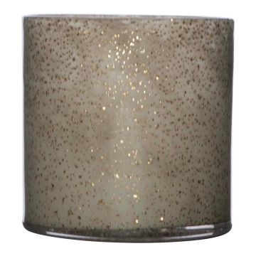 Bougies en verre cylindriques SANYA EARTH, mouchetées, gris-or, 12cm, Ø12cm