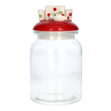 Bocal de conservation JULIENNE avec couvercle, poignée en forme de bonbons à pois, rouge vif, 19,7 cm, Ø 10,9 cm Bocal de conservation JULIENNE avec couvercle, poignée en forme de bonbons à pois, rouge vif, 19,7 cm, Ø 10,9 cm