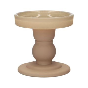 Bougeoir pour bougie cylindrique en verre KLEOFINA, avec socle, beige mat, 8,5cm, Ø8,5cm Bougeoir pour bougie cylindrique en verre KLEOFINA, avec socle, beige mat, 8,5cm, Ø8,5cm