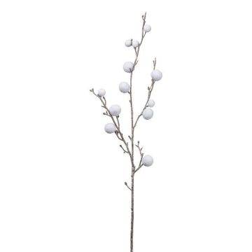 Branche artificielle de coton GRIFON avec des fruits, blanc, 90cm