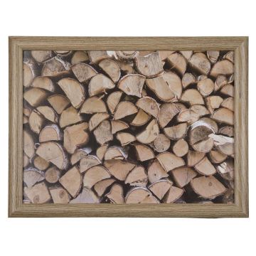 Plateau d'appui BJARKA, motif « bûche », marron, 43 x 33 x 7 cm