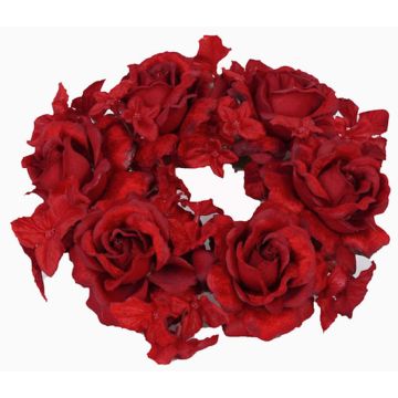 Déco de bougie artificielle INGA, rose, hortensia, rouge, Ø15cm Déco de bougie artificielle INGA, rose, hortensia, rouge, Ø15cm