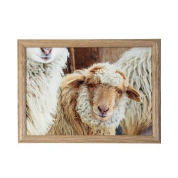 Plateau d'appui BJARKA, motif mouton, blanc-brun, 43x33x7cm