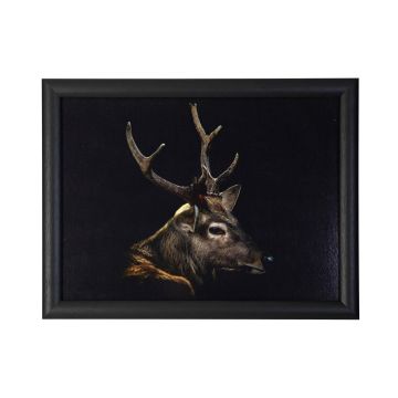 Plateau de genoux BJARKA, motif cerf, marron-noir, 43 x 33 x 7 cm