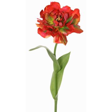 Tulipe artificielle « Perroquet » STEFANIE, rouge-vert, 65 cm, Ø 14 cm