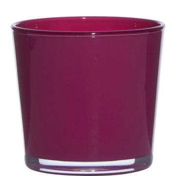 Cache-pot en verre ALENA, magenta, 11cm, Ø11,5cm