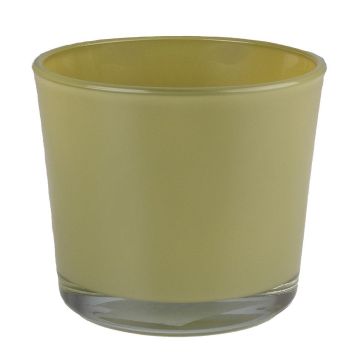 Cache-pot en verre ALENA, jaune olive, 19cm, Ø19cm