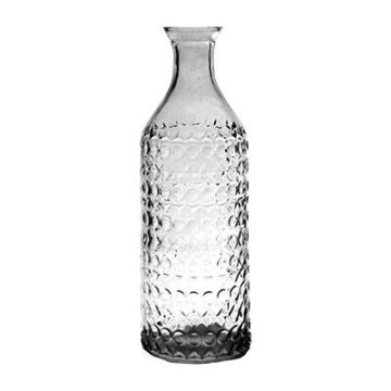 Bouteille décorative TIMOTEO en verre, motif structuré, transparent, 30cm, Ø10cm