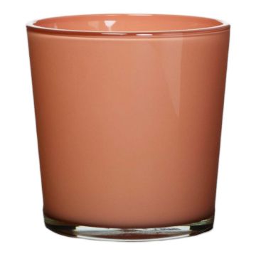 Pot de fleur en verre ALENA, couleur pêche, 19cm, Ø19cm