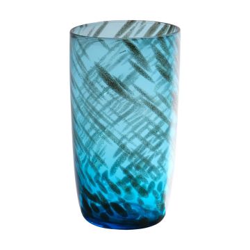 Vase de table MARICAR en verre, avec motif, bleu-doré-transparent, 14,5cm, Ø8cm
