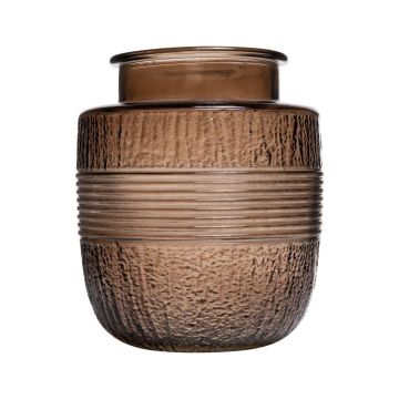Vase décoratif en verre MARISELA avec bordure décorative, brun-transparent, 18cm, Ø15,5cm