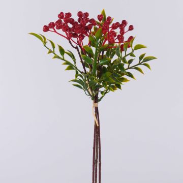 Fausse branche de sorbier des oiseaux ELNATAN, botte, fruits, rouge, 30cm