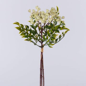 Fausse branche de sorbier des oiseaux ELNATAN, botte, fruits, crème-blanc, 30cm