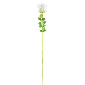 Rose en plastique EVARISTO aspect verre, lot de 12, blanche, 80 cm