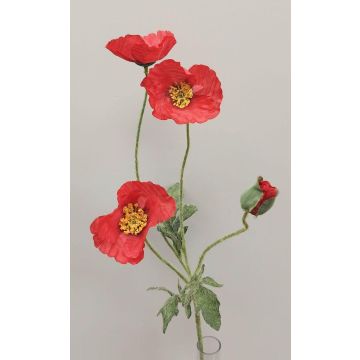 Fausse branche fleurie Pavot OXANDRINE, rouge, 60cm