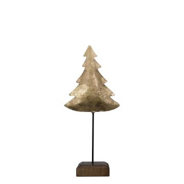 Sapin décoratif DORANA en métal, socle en bois, doré, 10 x 8 x 28 cm