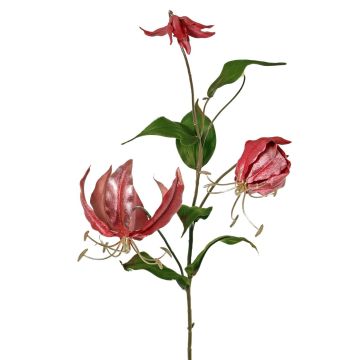Branche de gloriosa en velours DINFAS, mauve-doré, 80 cm