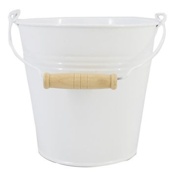 Seau en zinc MAUREA avec poignée en bois de hêtre, blanc, 19 cm, Ø 20 cm Seau en zinc MAUREA avec poignée en bois de hêtre, blanc, 19 cm, Ø 20 cm
