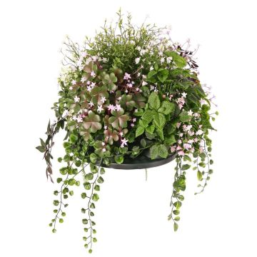 Composition florale synthétique Impatiente DANFIR, menthe, fougère, trèfle, blanc-vert, 50cm, Ø32cm