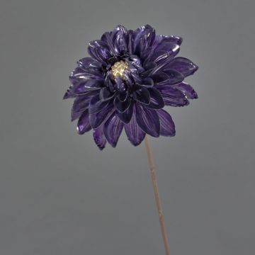 Dahlia artificiel LEOLANI, lilas foncé-électrum brillant, 60cm