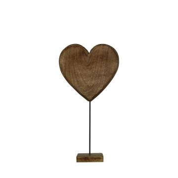 Figurine décorative « cœur » en bois LINDAL, socle en bois, couleur naturelle, 12 x 12 x 27 cm