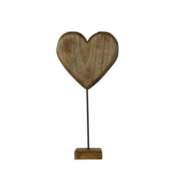 Figurine décorative cœur LINDAL, socle en bois, couleur naturelle, 18x8x35cm Figurine décorative cœur LINDAL, socle en bois, couleur naturelle, 18x8x35cm