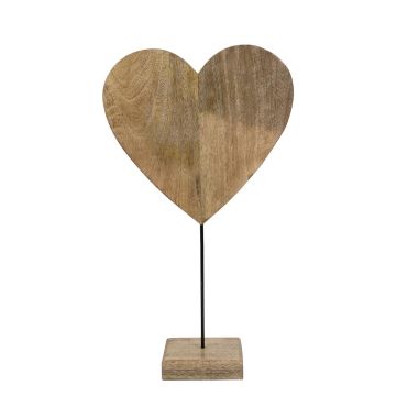 Figurine décorative « cœur » en bois LINDAL, socle en bois, couleur naturelle, 35 x 15 x 62 cm
