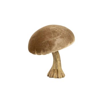 Figurine décorative « champignon » ARNAH, velours, beige, 10 cm