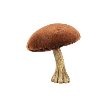 Figurine décorative champignon ARNAH, velours, couleur rouille, 10 cm
