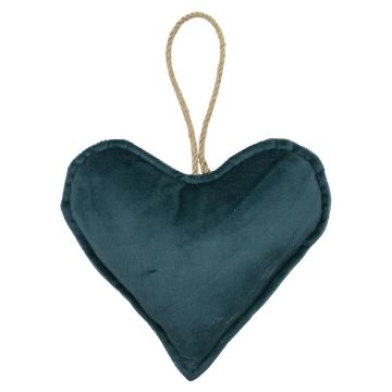 Pendentif décoratif en forme de cœur EYRUN en velours, cordon de suspension, bleu pétrole, Ø16cm Pendentif décoratif en forme de cœur EYRUN en velours, cordon de suspension, bleu pétrole, Ø16cm