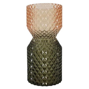 Vase de table en verre ANDREI avec des losanges, ambre-brun-transparent, 27cm, Ø12,3cm