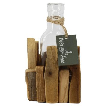 Bouteille en verre STOLLAN dans une petite caisse en bois, transparent, 9x9x15,5cm Bouteille en verre STOLLAN dans une petite caisse en bois, transparent, 9x9x15,5cm