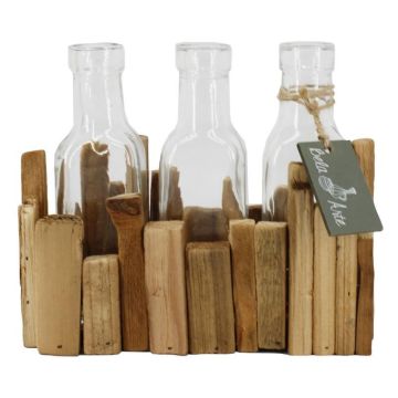 Bouteille en verre STOLLAN dans une petite caisse en bois, 3 pièces, transparent, 21x9x15,5cm Bouteille en verre STOLLAN dans une petite caisse en bois, 3 pièces, transparent, 21x9x15,5cm