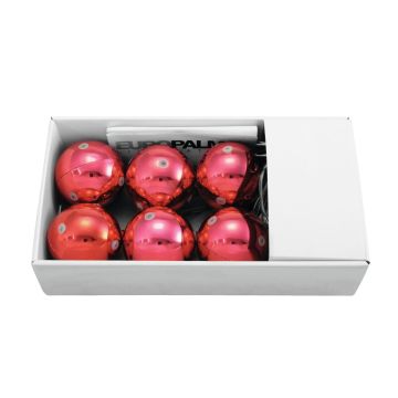 Boule de Noël LED ESTRELLA, 6 pièces, rouge brillant, Ø6cm