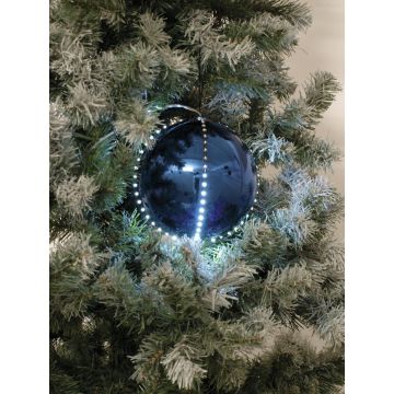 Boule de Noël LED LUVELIA, 5 pièces, bleu foncé brillant, Ø8cm