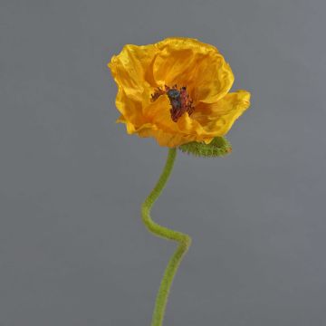Fleur artificielle de pavot ANKANG, jaune-orange, 70 cm, Ø 9,5 cm