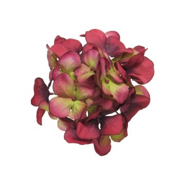 Fleur décorative hortensia FUHUA, rouge-vert, 23 cm, Ø 14 cm