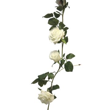 Guirlande de fleurs artificielles Rose KAILIN, blanche, 145cm