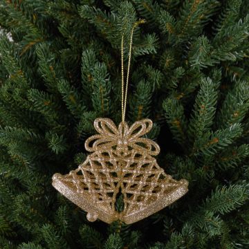 Suspension en acrylique Cloches SCOUT, paillettes, or, 11x3x8cm Suspension en acrylique Cloches SCOUT, paillettes, or, 11x3x8cm