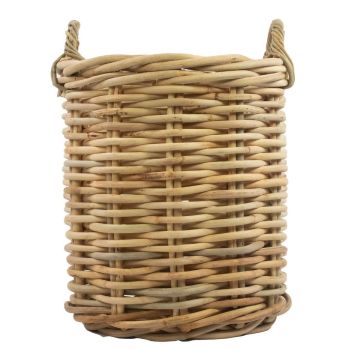 Panier rond en rotin BENIGNO avec poignées, marron, 59 cm, Ø 44 cm