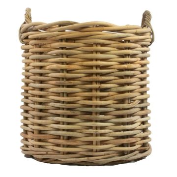 Panier rond en rotin BENIGNO avec poignées, marron, 65 cm, Ø 61 cm