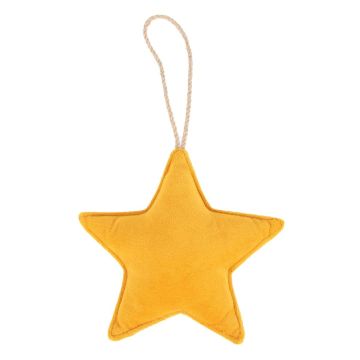 Pendentif décoratif EYRUN en velours, forme d'étoile, cordon de suspension, jaune, Ø16cm Pendentif décoratif EYRUN en velours, forme d'étoile, cordon de suspension, jaune, Ø16cm